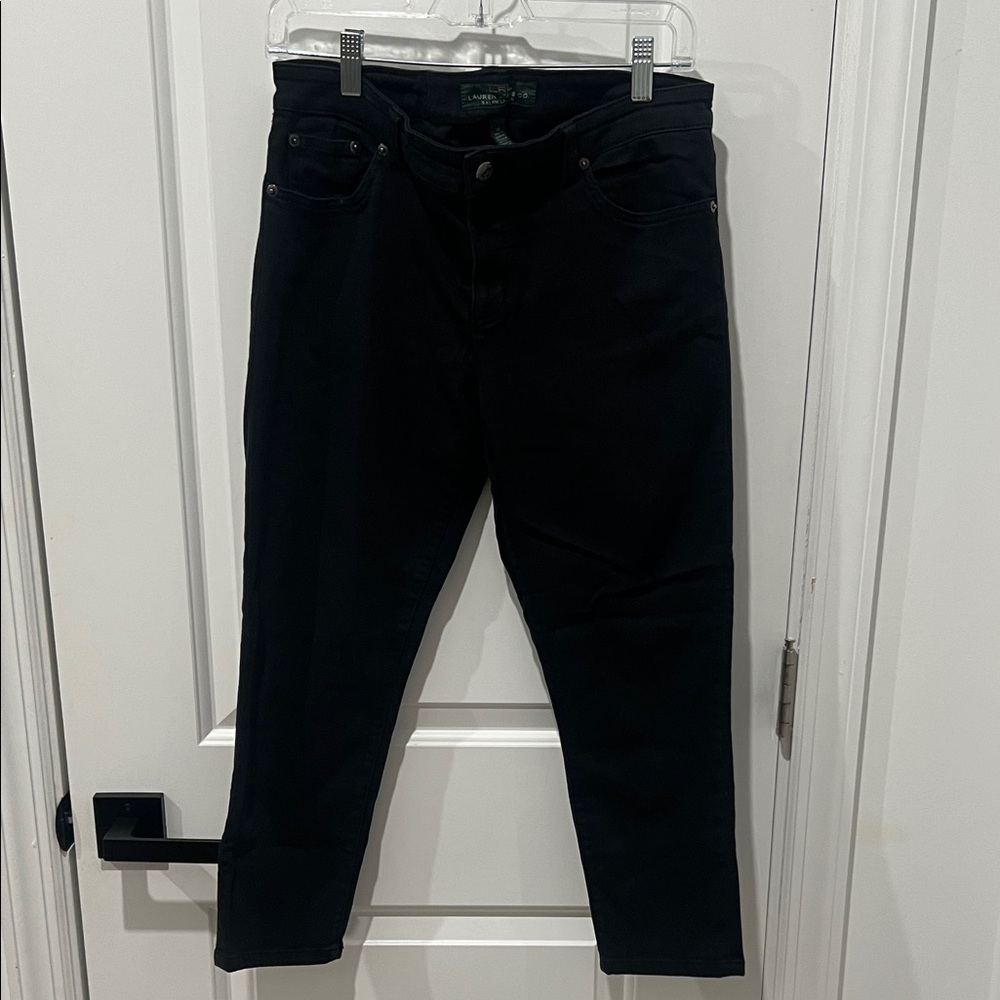 Ralph‎ Lauren Black Cropped Jeans with Green Label Size 10